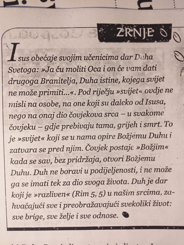 ISUS OBEĆAJE SVOJIM UČENICIMA DAR DUHA SVETOGA